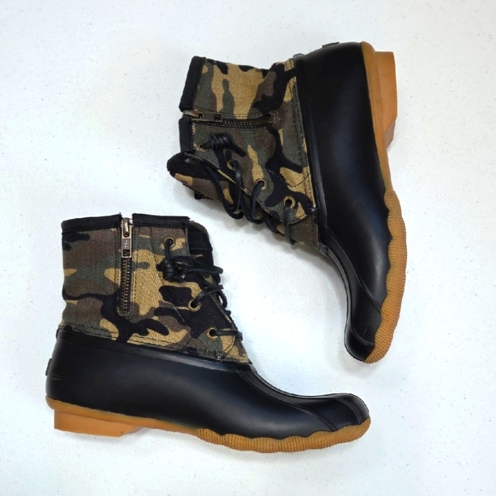 Sperry Top Sider Waterproof camo Rubber Boots 7